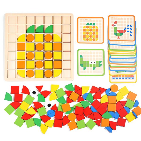 120 Mosaic Puzzle: Wooden Pattern Blocks, photo 2 of 2
